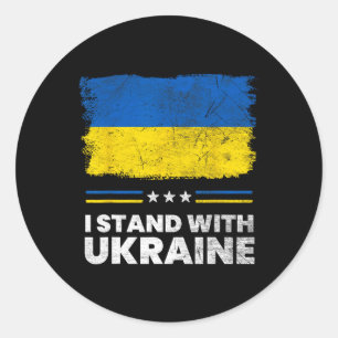 Ik sta met de vlag van Oekraïne - Oekraïense vlag Ronde Sticker