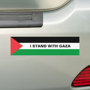 Ik sta met Gaza aangepaste tekst Palestijnse vlag Bumpersticker