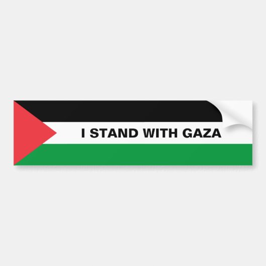 Ik sta met Gaza aangepaste tekst Palestijnse vlag Bumpersticker (Voorkant)