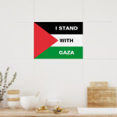 Ik sta met Gaza aangepaste tekst Palestijnse vlag Poster (Keuken)