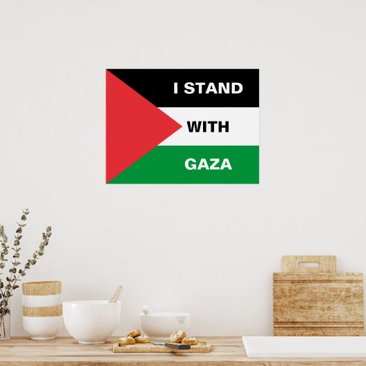 Ik sta met Gaza aangepaste tekst Palestijnse vlag Poster (Keuken)
