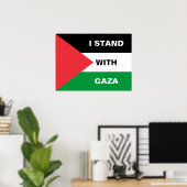 Ik sta met Gaza aangepaste tekst Palestijnse vlag Poster (Thuiskantoor)