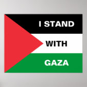 Ik sta met Gaza aangepaste tekst Palestijnse vlag Poster (Voorkant)