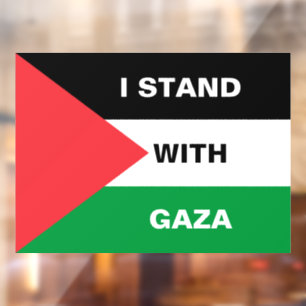 Ik sta met Gaza aangepaste tekst Palestijnse vlag Raamsticker