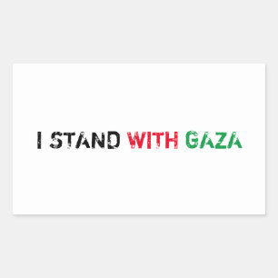 Ik sta met Gaza distressed grunge tekst wit Rechthoekige Sticker