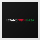 Ik sta met Gaza distressed grunge tekst zwart Raamsticker (Vel)