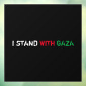 Ik sta met Gaza distressed grunge tekst zwart Raamsticker (Vel 3)