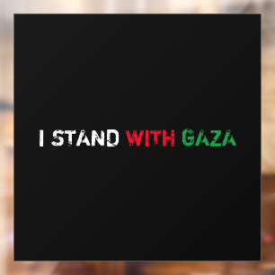 Ik sta met Gaza distressed grunge tekst zwart Raamsticker
