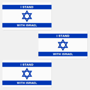 Ik sta met Israël aangepaste Israël vlag rechthoek Labels