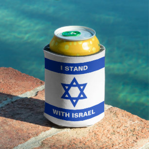 Ik sta met Israël aangepaste tekst Israël vlag Blikjeskoeler