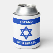 Ik sta met Israël aangepaste tekst Israël vlag Blikjeskoeler (Blikje Voorkant)