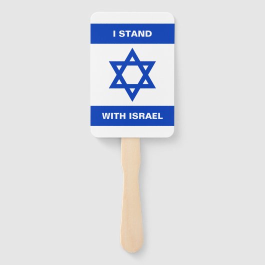 Ik sta met Israël aangepaste tekst Israël vlag Handwaaier (Achterkant)