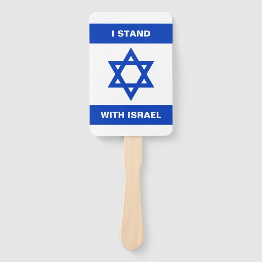 Ik sta met Israël aangepaste tekst Israël vlag Handwaaier (Voorkant)