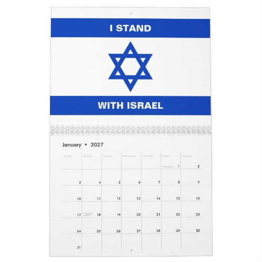 Ik sta met Israël aangepaste tekst Israël vlag Kalender (Jan 2027)