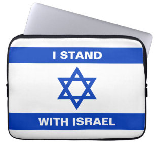 Ik sta met Israël aangepaste tekst Israël vlag Laptop Sleeve