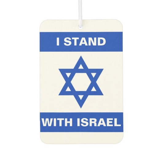 Ik sta met Israël aangepaste tekst Israël Vlag Luchtverfrisser (Voorkant)