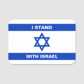 Ik sta met Israël aangepaste tekst Israël vlag Naamplaatje (Voorkant)