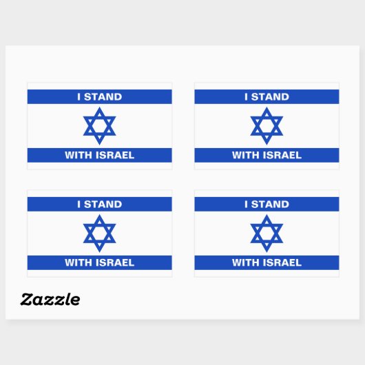 Ik sta met Israël aangepaste tekst Israël vlag Rechthoekige Sticker (Vel)