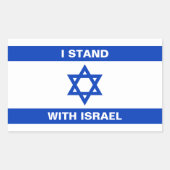 Ik sta met Israël aangepaste tekst Israël vlag Rechthoekige Sticker (Voorkant)