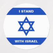 Ik sta met Israël aangepaste tekst Israël vlag ron Labels (Design 1)