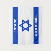 Ik sta met Israël aangepaste tekst Israël vlag Wandkleed (Voorkant)