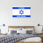 Ik sta met Israël aangepaste witte tekst Israël vl Canvas Afdruk (Insitu (Slaapkamer))