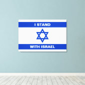 Ik sta met Israël aangepaste witte tekst Israël vl Canvas Afdruk (Insitu (Houten vloer))