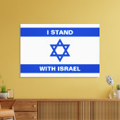Ik sta met Israël aangepaste witte tekst Israël vl Canvas Afdruk (Insitu (Woonkamer))
