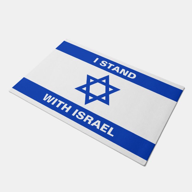 Ik sta met Israël aangepaste witte tekst Israël vl Deurmat (Schuin)