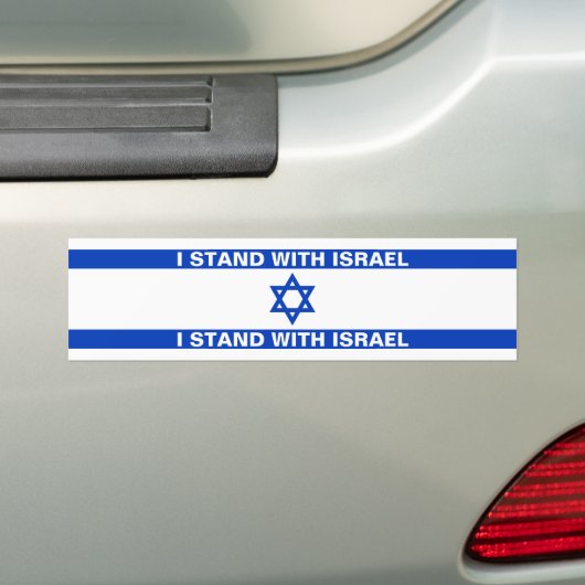 Ik sta met Israel blauw wit Israël vlag gewoonte Bumpersticker (Op auto)