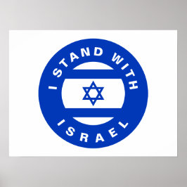 Ik sta met Israël blauwe witte vlag op maat Poster