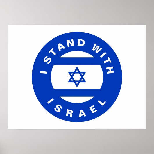 Ik sta met Israël blauwe witte vlag op maat Poster (Voorkant)