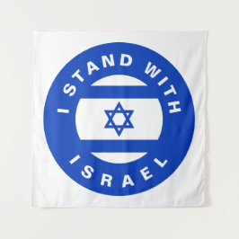 Ik sta met Israël blauwe witte vlag op maat Wandkleed
