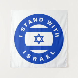 Ik sta met Israël blauwe witte vlag op maat Wandkleed
