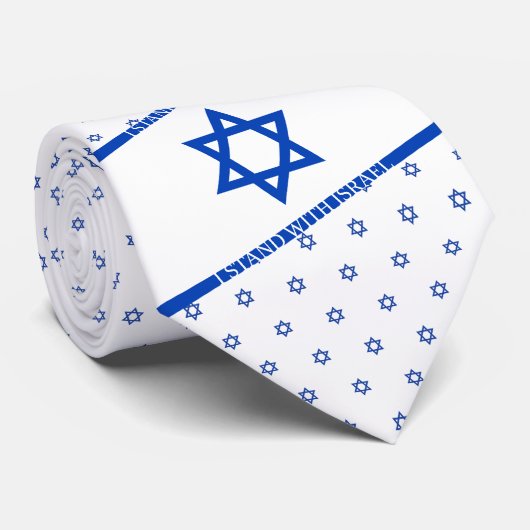 Ik sta met Israel Blue White Star van David Stropdas (Opgerold)