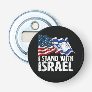 Ik sta met Israël USA Amerikaanse vlag Button Flesopener