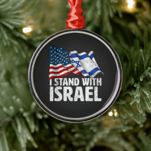 Ik sta met Israël USA Amerikaanse vlag Metalen Ornament
