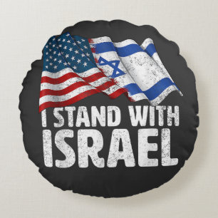 Ik sta met Israël USA Amerikaanse vlag Rond Kussen