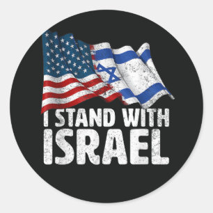 Ik sta met Israël USA Amerikaanse vlag Ronde Sticker