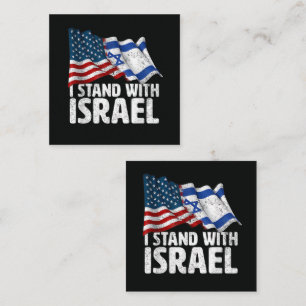 Ik sta met Israël USA Amerikaanse vlag Vierkante Visitekaartje