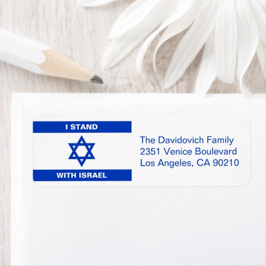 Ik sta met Israël vlag van Israël Terugkeeradres Etiket (Insitu)