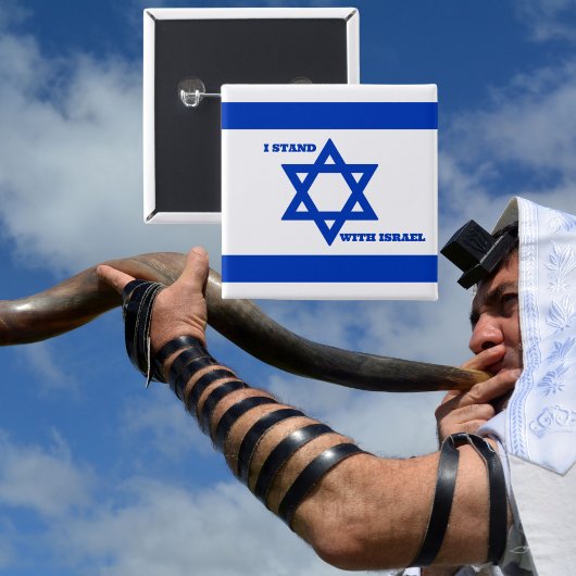 Ik sta met Israël Vlaggenster van David Vierkante Button 5,1 Cm