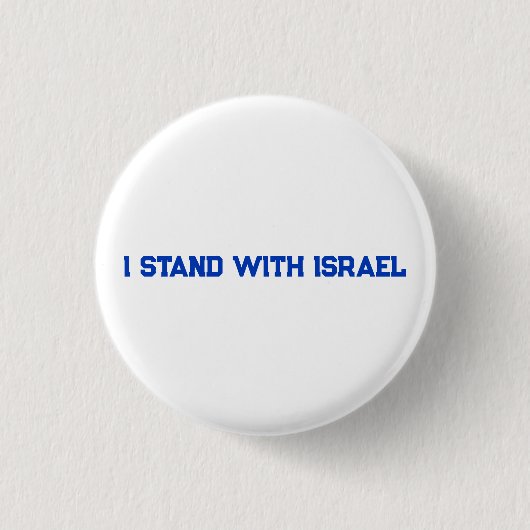 Ik sta met Israel wit blauw serif aangepaste tekst Ronde Button 3,2 Cm (Voorkant)
