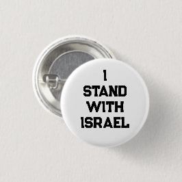 Ik sta met Israel wit zwart serif tekst modern Ronde Button 3,2 Cm