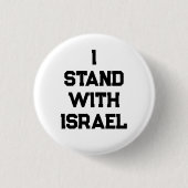 Ik sta met Israel wit zwart serif tekst modern Ronde Button 3,2 Cm (Voorkant)