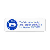 Ik sta met Israël witte blauwe vlag retouradres Etiket (Voorkant)