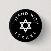 Ik sta met Israël zwart-wit Star of David Ronde Button 3,2 Cm (Voorkant)