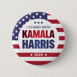 Ik sta met Kamala Harris Blue Red 2024 Button