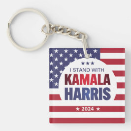 Ik sta met Kamala Harris Blue Red 2024 Sleutelhang Sleutelhanger
