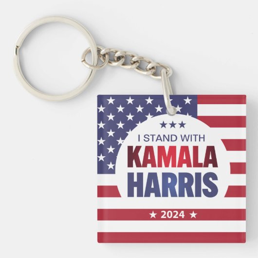 Ik sta met Kamala Harris Blue Red 2024 Sleutelhang Sleutelhanger (Voorkant)